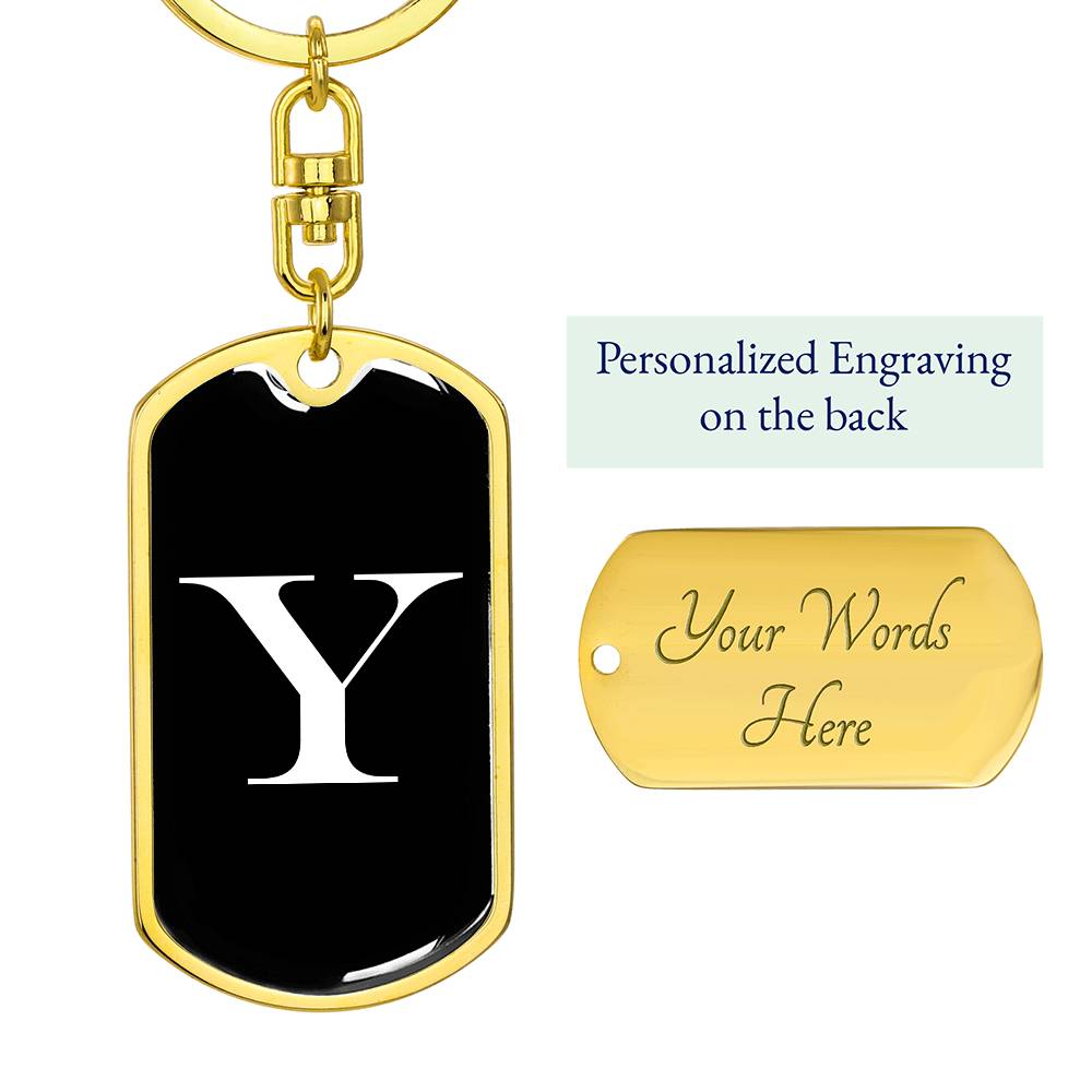 Initial Y v3a - Luxury Dog Tag Keychain