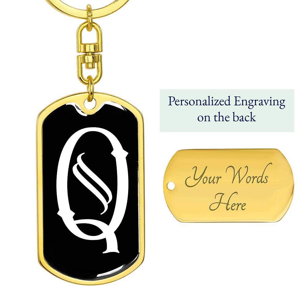 Initial Q v001-13 - Luxury Dog Tag Keychain