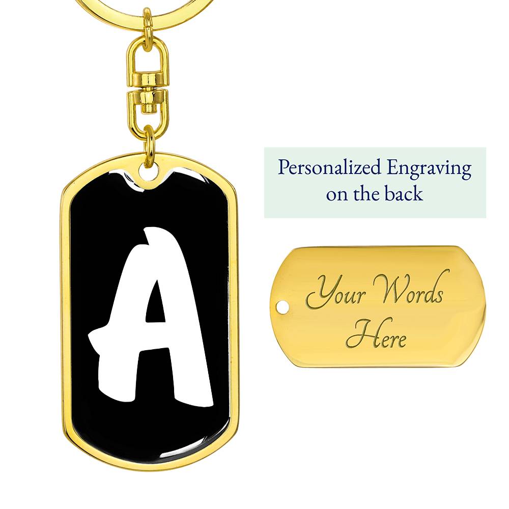 Initial A v3b - Luxury Dog Tag Keychain
