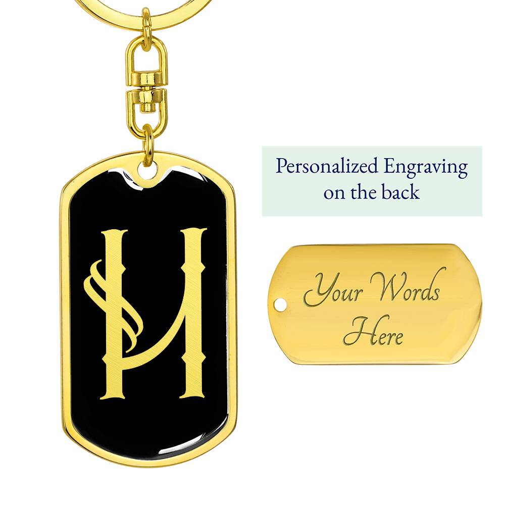 Initial H v001-12 - Luxury Dog Tag Keychain