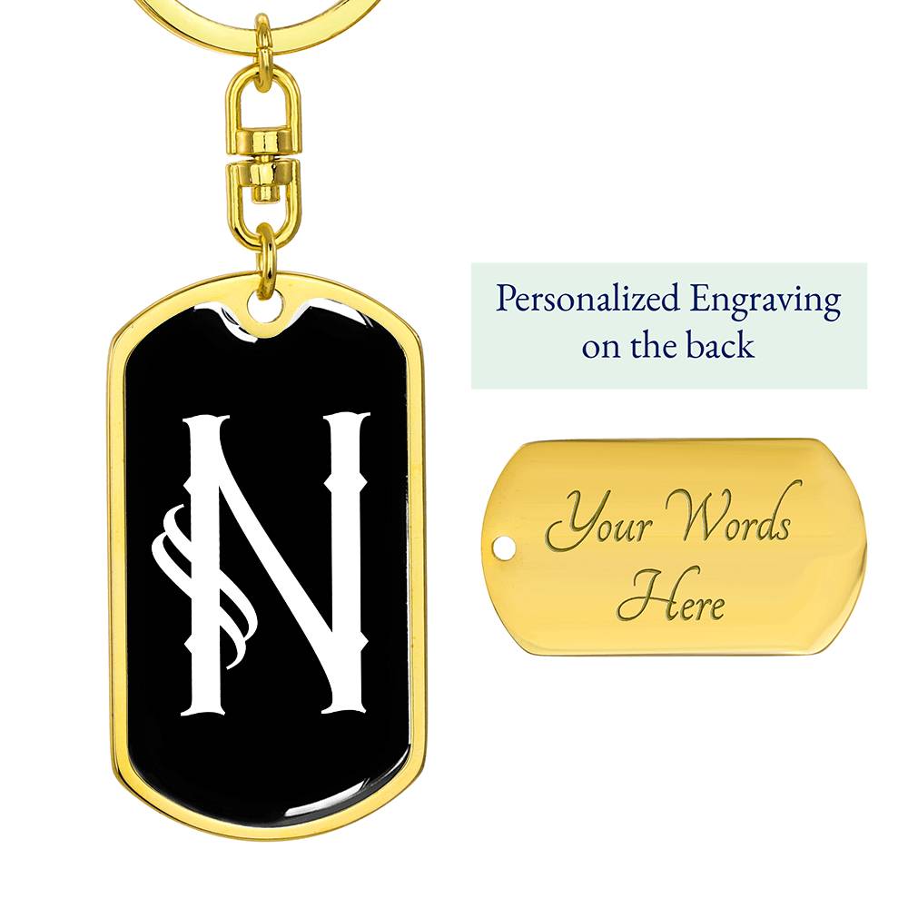 Initial N v001-13 - Luxury Dog Tag Keychain