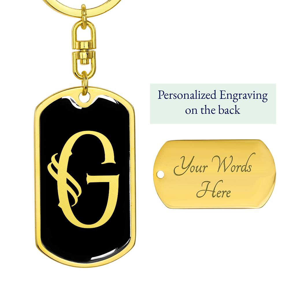 Initial G v001-12 - Luxury Dog Tag Keychain