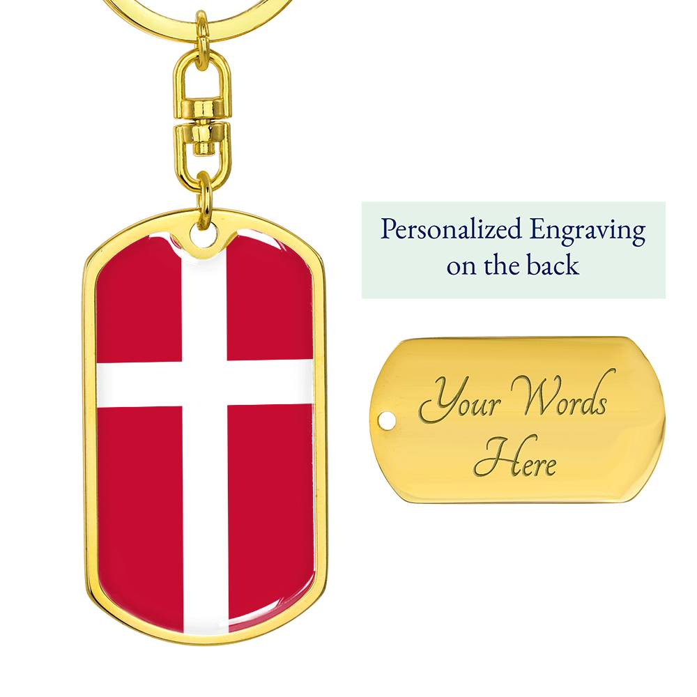 Danish Flag - Luxury Dog Tag Keychain