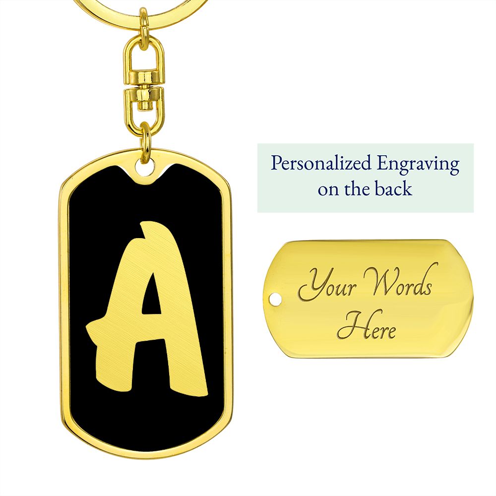 Initial A v2b - Luxury Dog Tag Keychain