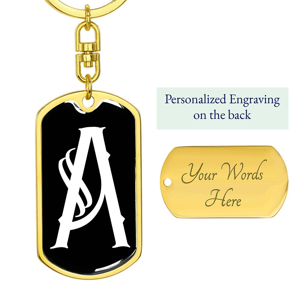 Initial A v001-13 - Luxury Dog Tag Keychain