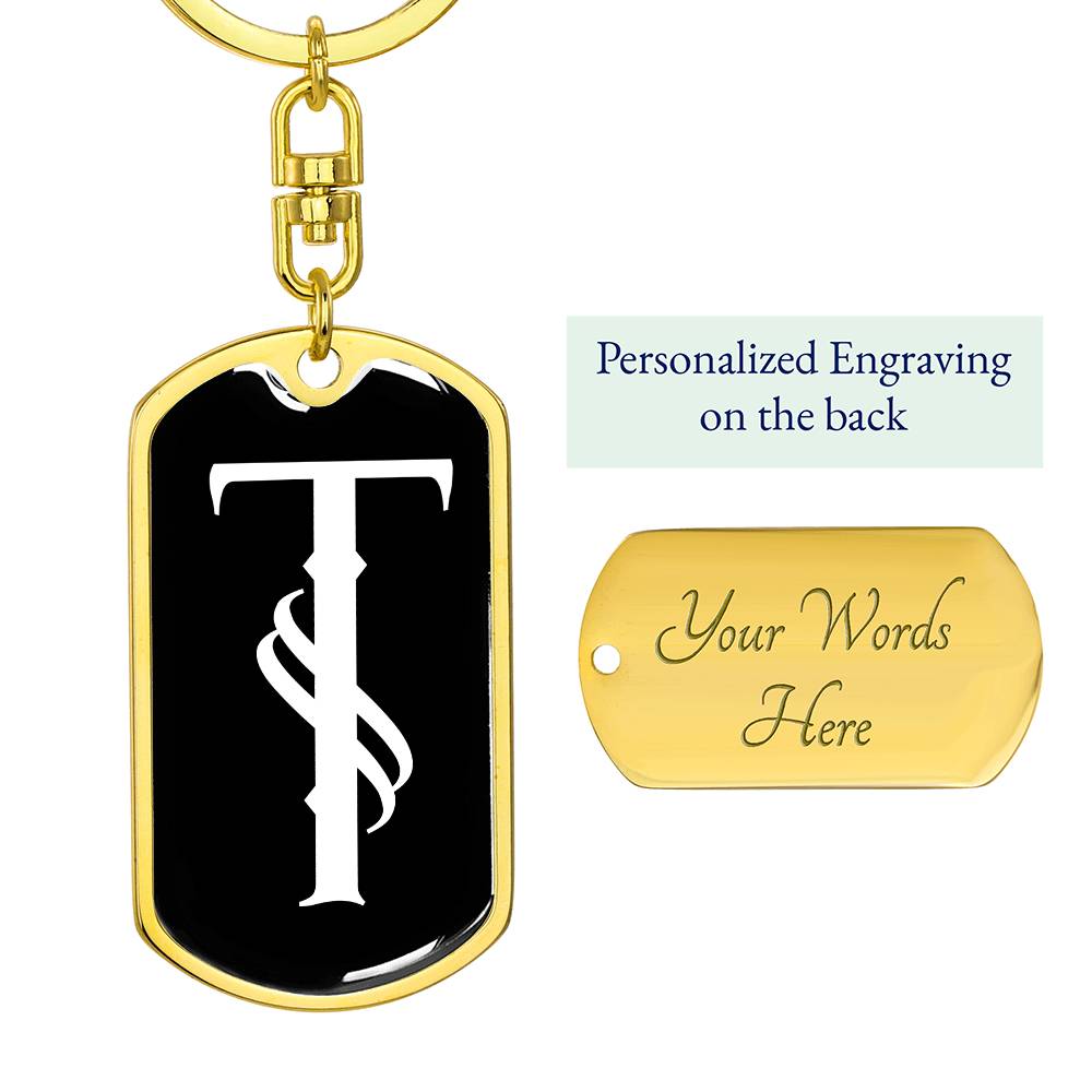 Initial T v001-13 - Luxury Dog Tag Keychain