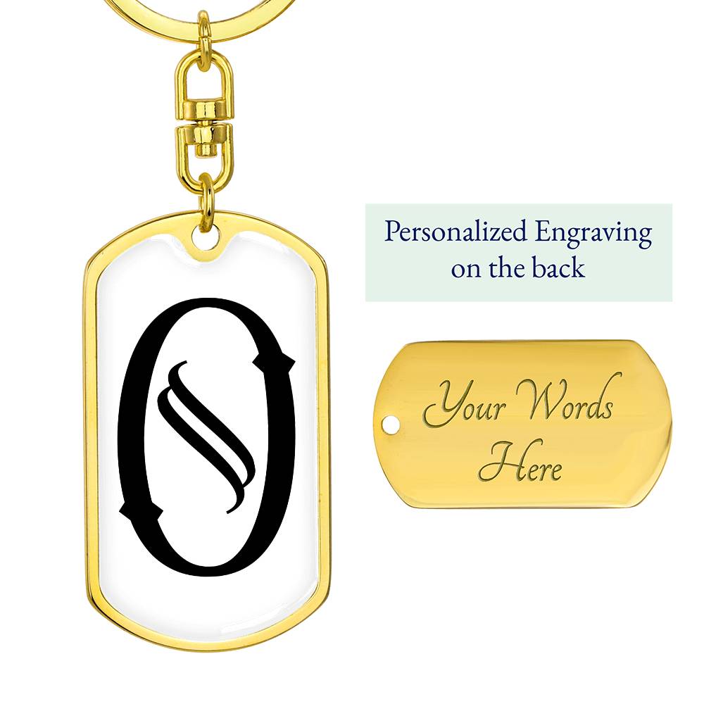 Initial O v001-14 - Luxury Dog Tag Keychain