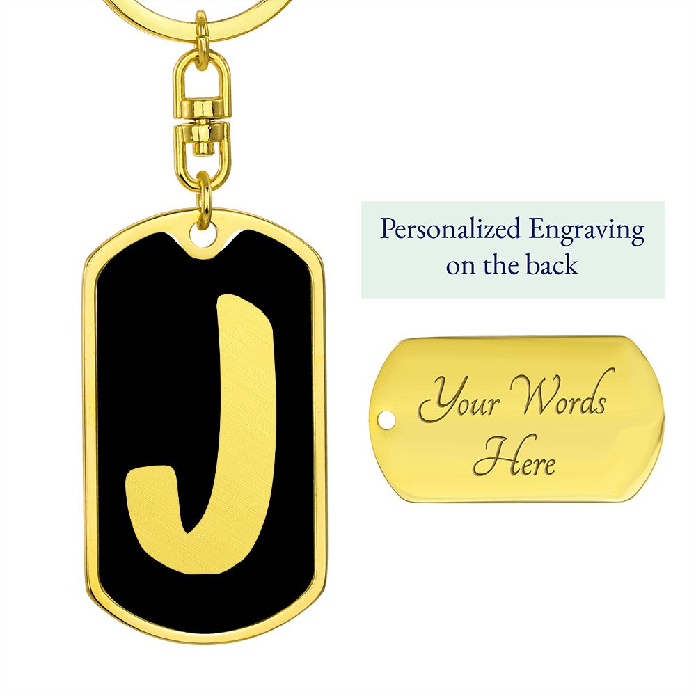 Initial J v2b - Luxury Dog Tag Keychain