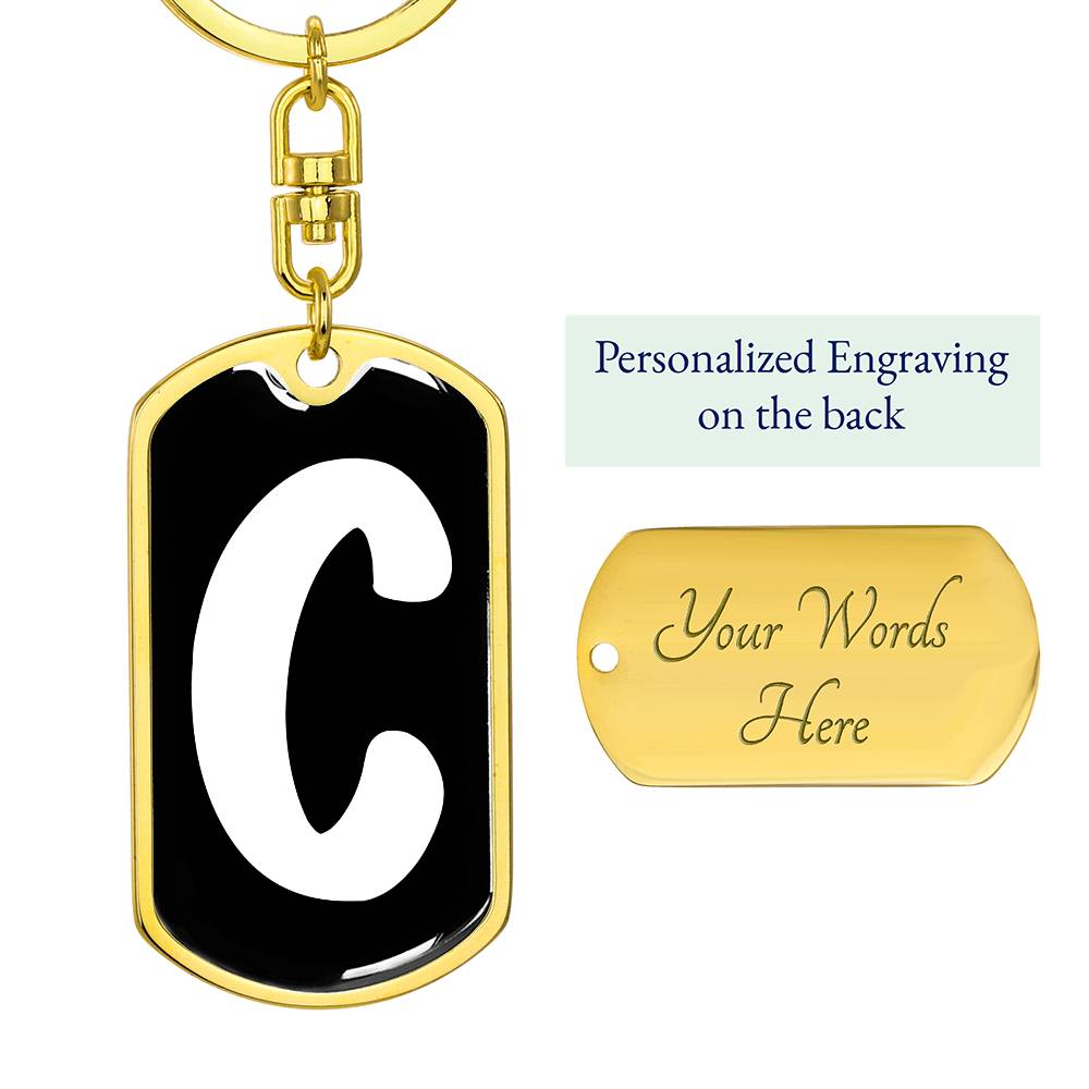 Initial C v3b - Luxury Dog Tag Keychain