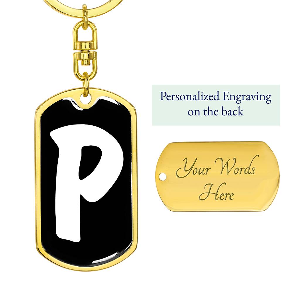 Initial P v3b - Luxury Dog Tag Keychain