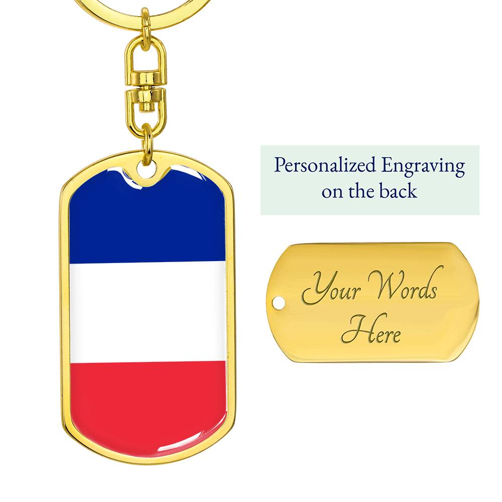 French Flag - Luxury Dog Tag Keychain
