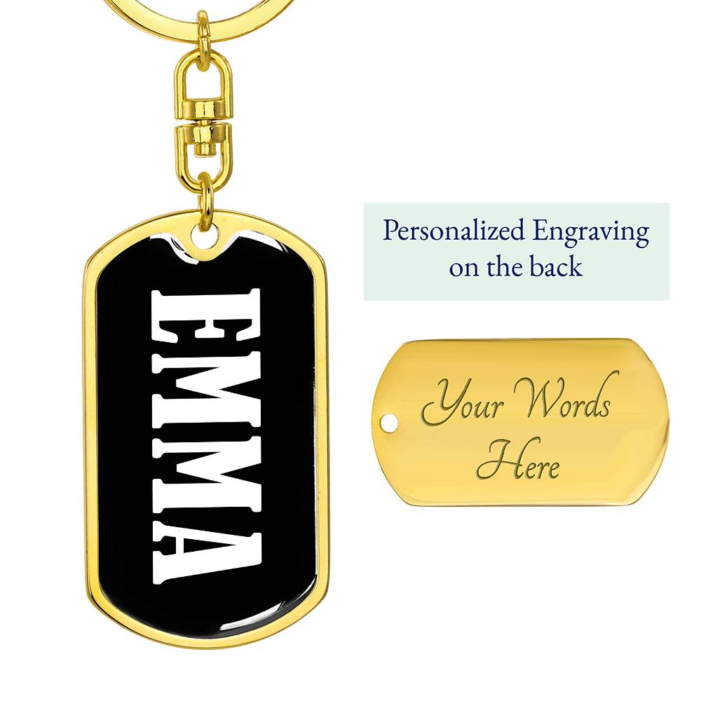 Emma v01w - Luxury Dog Tag Keychain