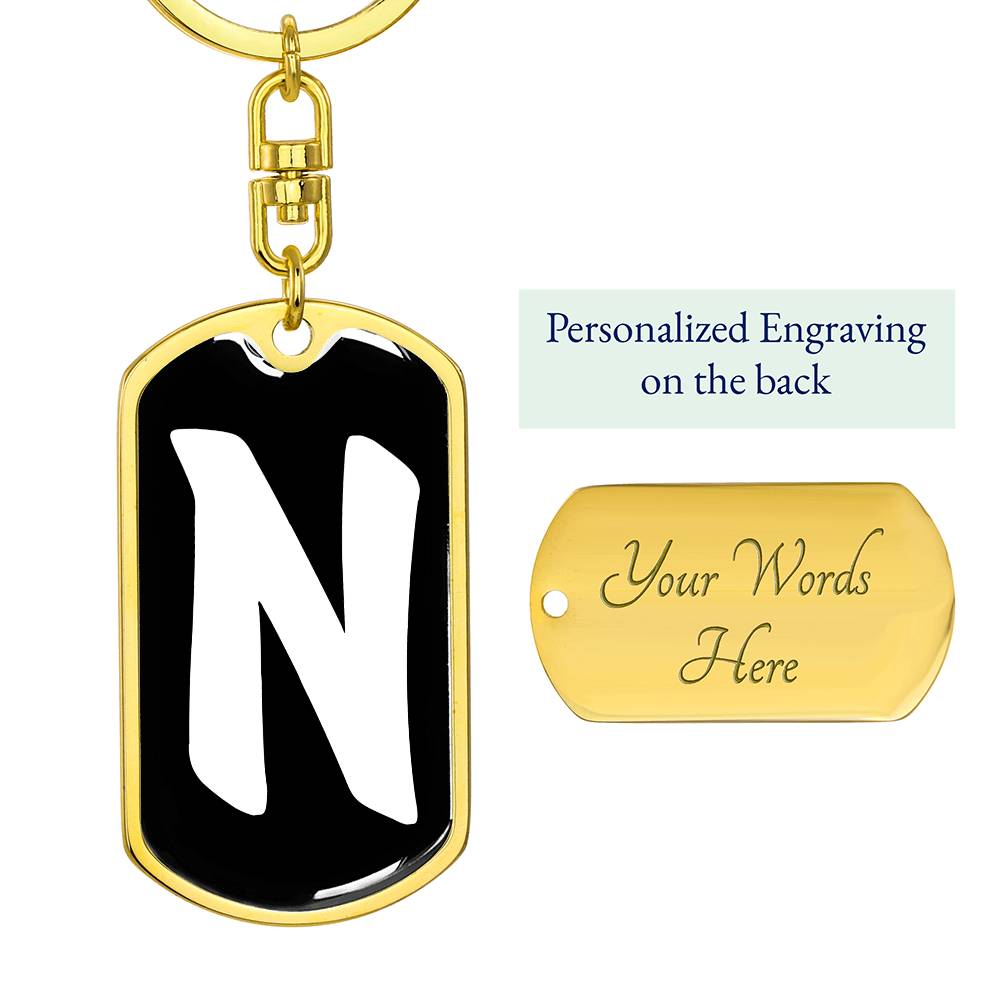 Initial N v3b - Luxury Dog Tag Keychain