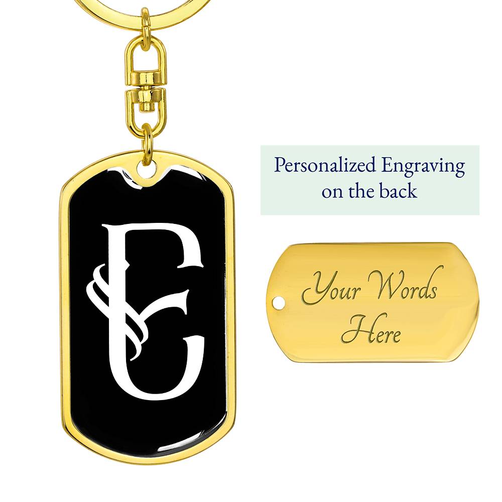 Initial E v001-13 - Luxury Dog Tag Keychain