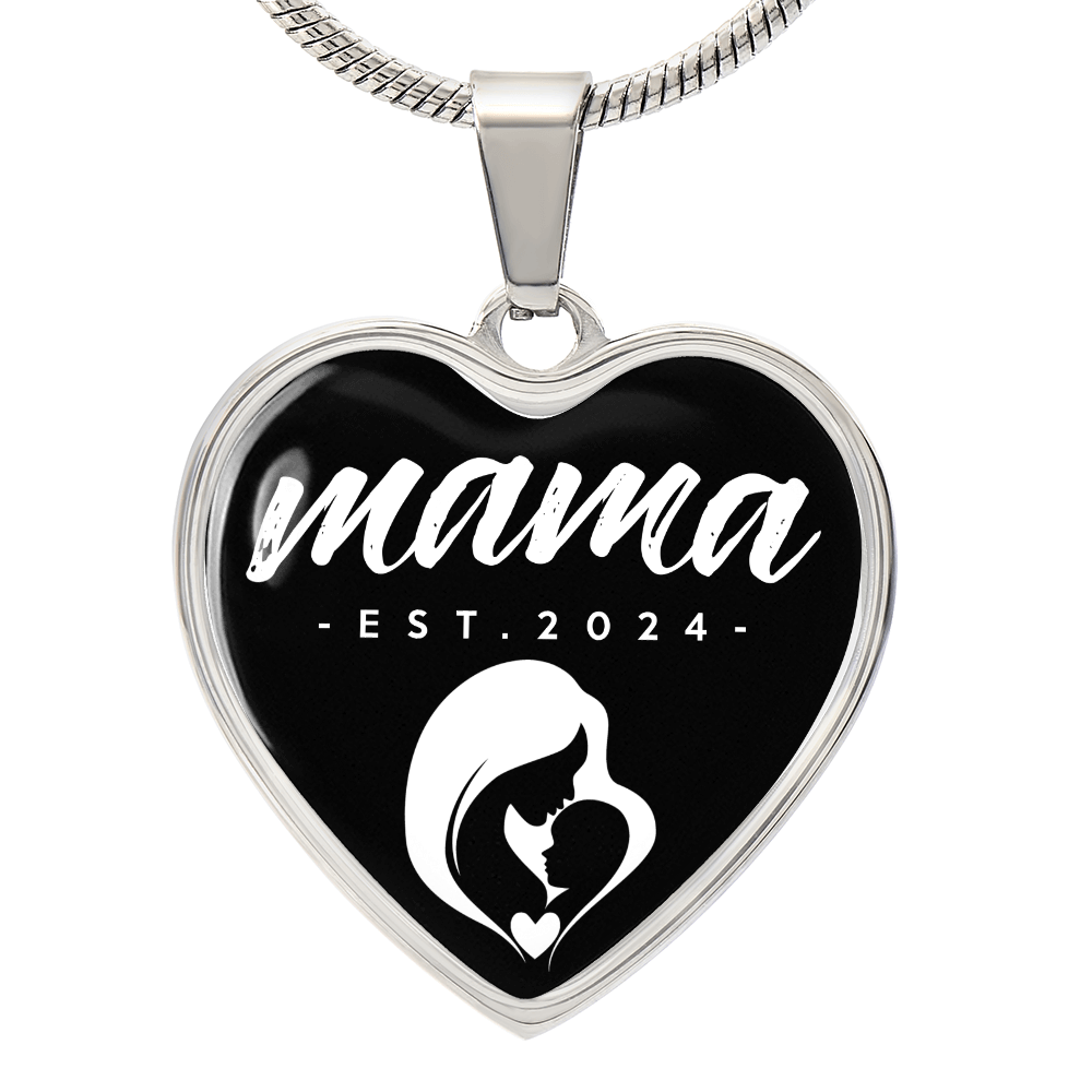 Mama, Est. 2024 v3 - Heart Pendant Luxury Necklace