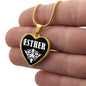 Esther v01w - 18k Gold Finished Heart Pendant Luxury Necklace