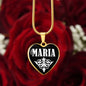 Maria v01w - 18k Gold Finished Heart Pendant Luxury Necklace