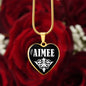 Aimee v03 - 18k Gold Finished Heart Pendant Luxury Necklace