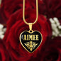 Aimee v02 - 18k Gold Finished Heart Pendant Luxury Necklace