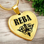 Reba v01 - 18k Gold Finished Heart Pendant Luxury Necklace