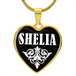 Shelia v01w - 18k Gold Finished Heart Pendant Luxury Necklace