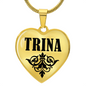 Trina v01 - 18k Gold Finished Heart Pendant Luxury Necklace
