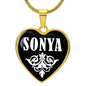 Sonya v01w - 18k Gold Finished Heart Pendant Luxury Necklace