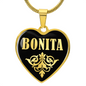 Bonita v02 - 18k Gold Finished Heart Pendant Luxury Necklace