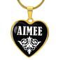 Aimee v03 - 18k Gold Finished Heart Pendant Luxury Necklace