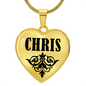 Chris v01 - 18k Gold Finished Heart Pendant Luxury Necklace