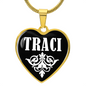 Traci v01w - 18k Gold Finished Heart Pendant Luxury Necklace