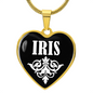 Iris v01w - 18k Gold Finished Heart Pendant Luxury Necklace