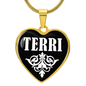 Terri v01w - 18k Gold Finished Heart Pendant Luxury Necklace