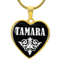 Tamara v01w - 18k Gold Finished Heart Pendant Luxury Necklace