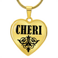 Cheri v01 - 18k Gold Finished Heart Pendant Luxury Necklace