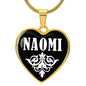 Naomi v01w - 18k Gold Finished Heart Pendant Luxury Necklace