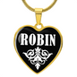Robin v01w - 18k Gold Finished Heart Pendant Luxury Necklace