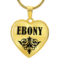 Ebony v01 - 18k Gold Finished Heart Pendant Luxury Necklace