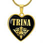 Trina v02 - 18k Gold Finished Heart Pendant Luxury Necklace