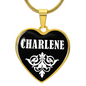 Charlene v01w - 18k Gold Finished Heart Pendant Luxury Necklace