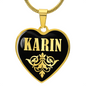 Karin v02 - 18k Gold Finished Heart Pendant Luxury Necklace