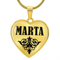 Marta v01 - 18k Gold Finished Heart Pendant Luxury Necklace