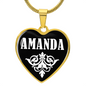 Amanda v01w - 18k Gold Finished Heart Pendant Luxury Necklace