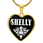 Shelly v01w - 18k Gold Finished Heart Pendant Luxury Necklace