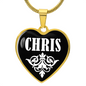 Chris v03 - 18k Gold Finished Heart Pendant Luxury Necklace