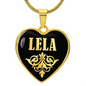 Lela v02 - 18k Gold Finished Heart Pendant Luxury Necklace