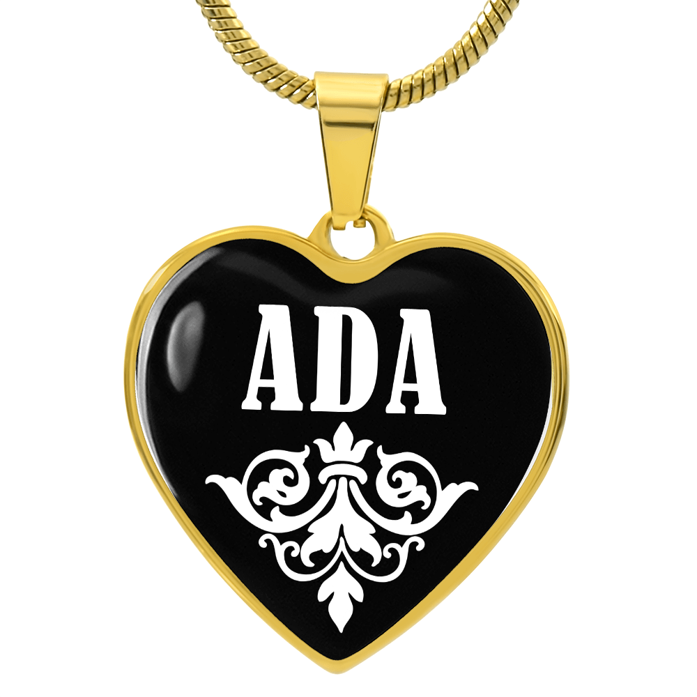 Ada v01w - 18k Gold Finished Heart Pendant Luxury Necklace