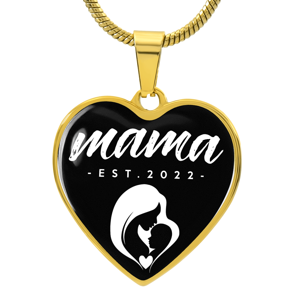 Mama, Est. 2022 v3 - 18k Gold Finished Heart Pendant Luxury Necklace
