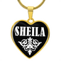 Sheila v01w - 18k Gold Finished Heart Pendant Luxury Necklace