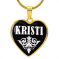 Kristi v01w - 18k Gold Finished Heart Pendant Luxury Necklace